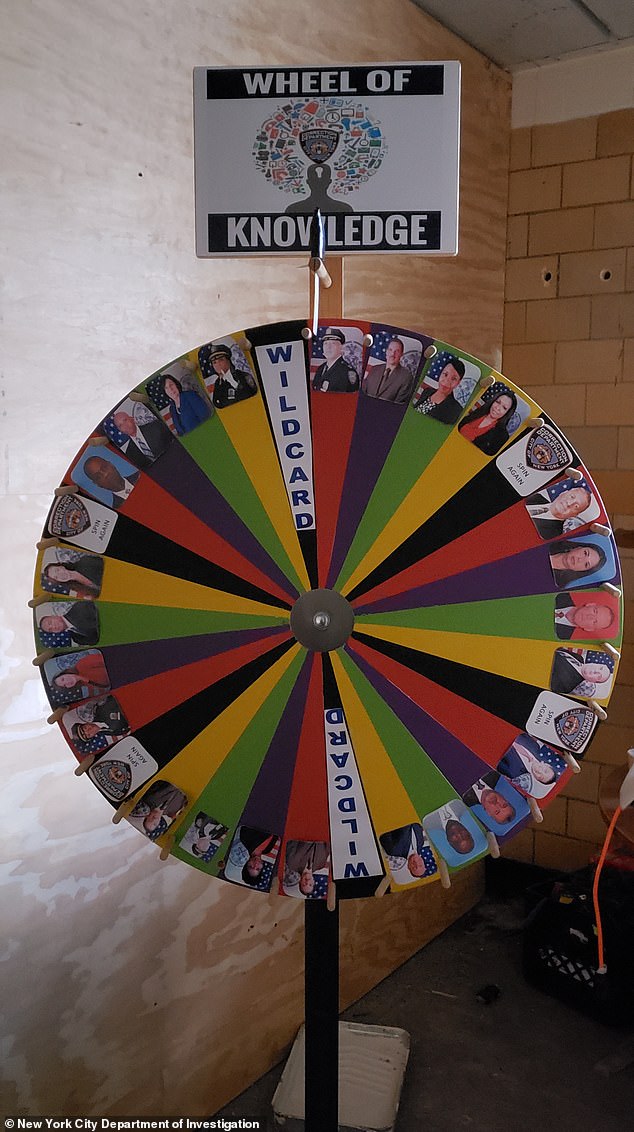 Investigators found a spinning wheel in the lounge with photos of DOC employees on it