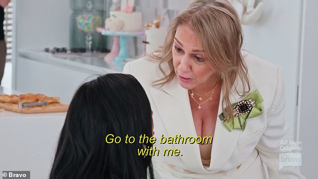 Bathroom break: Linda kept telling Monica to go to the bathroom with her, but Monica told her to 'get out of my face'