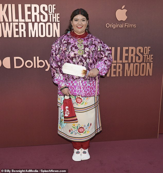 Members of the Osage Nation hit the red carpet Monday night to celebrate the film's premiere.  Pictured here: Gianna 'Gigi' Sieke