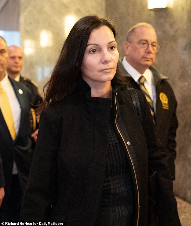 Irene Tsakos, Anastasios' widow, is pictured here entering the Queens Supreme Court as the trial of her husband's death began