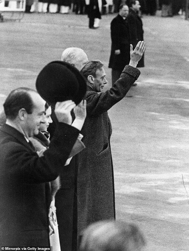 King George VI bids farewell to his daughter Princess Elizabeth as they fly to Kenya in February 1952.  It was the last time she saw her father.