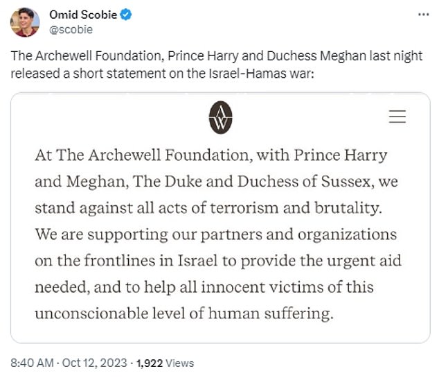 Harry and Meghan's statement was revealed by their favorite journalist Omid Scobie