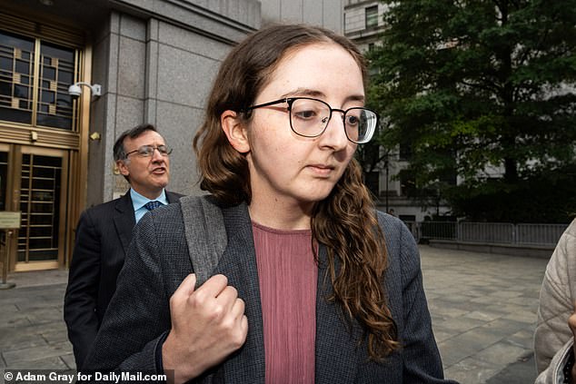 Caroline Ellison leaves Manhattan Federal Court in Manhattan, New York City on October 10, 2023