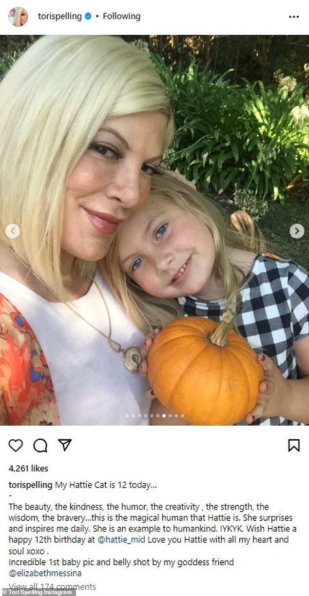 As Dean queued for government help on Tuesday, Tori took to Instagram to wish her daughter Hattie a happy 12th birthday