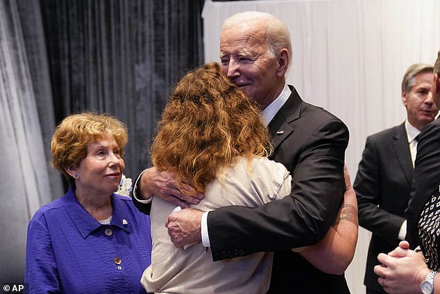 At 3:46 p.m., Biden met with family members of people killed by Hamas, as well as first responders