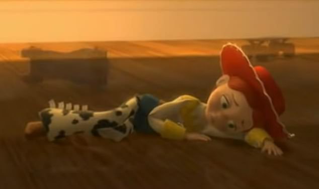 The toddler got emotional while watching a scene where cowgirl Jessie was left behind