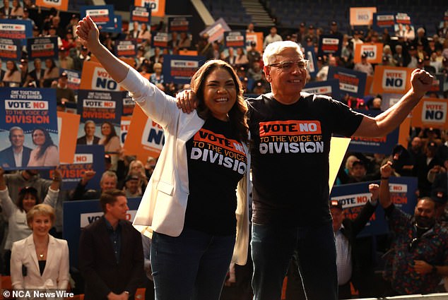 Mr Mundine (pictured right with LNP Senator Jacinta Nampijinpa Price) said he had been subjected to brutal personal attacks during the referendum