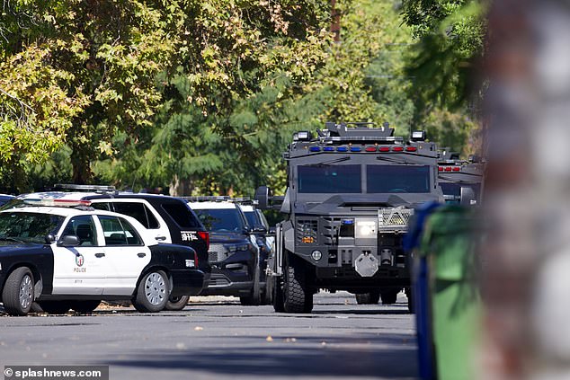 Special forces and police vehicles filled the street in the settlement while the residents were evacuated