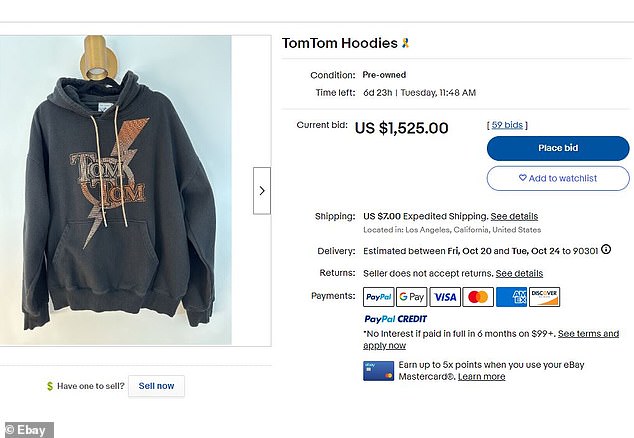 Coveted item: She also pocketed $9,500 for her two TomTom hoodies