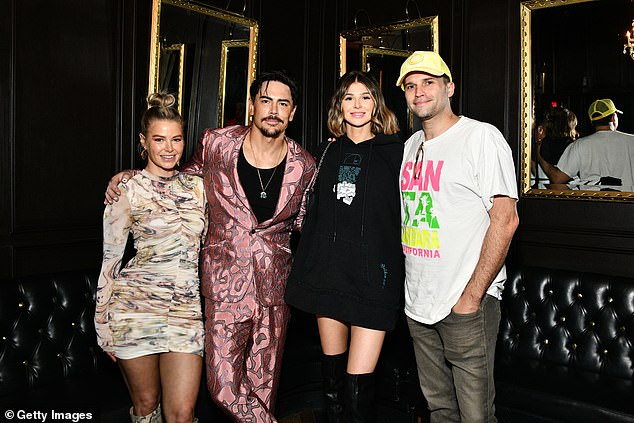 Split: The couple divorced during her stay in a mental health facility after she received a public backlash over their affair, which ended his nine-year relationship with their Vanderpump Rules co-star Ariana;  (L-R) Maddix, Sandoval, Lewis and Tom Schwartz