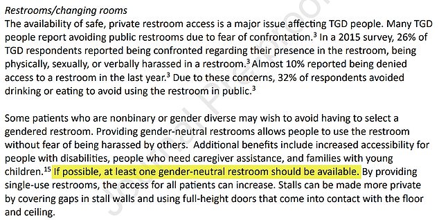 They are also instructed to install a gender-neutral toilet wherever possible