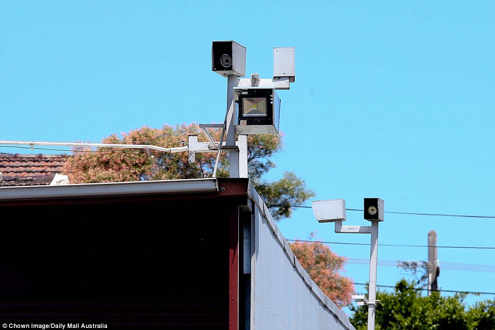 Multiple cameras and searchlights cover every inch of the building