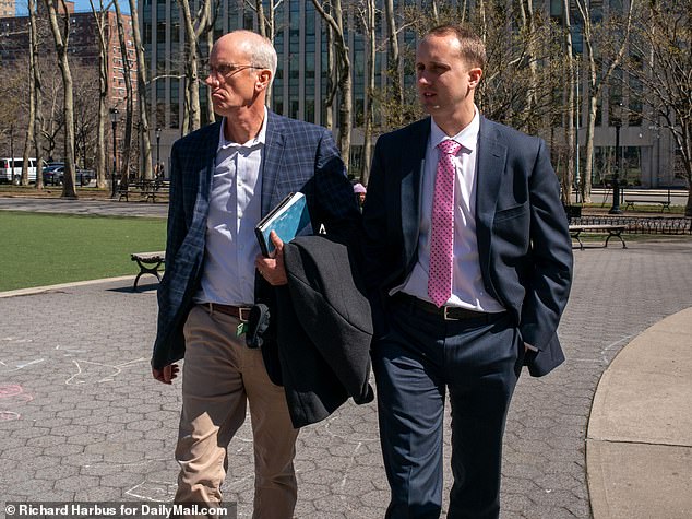 Mackey (right) was seen leaving the federal courthouse in Brooklyn in March with his father walking beside him