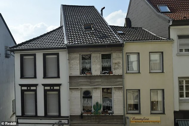 A row of houses in Mönchengladbach, Germany looked quite wonky as they all had a different shape, design and color