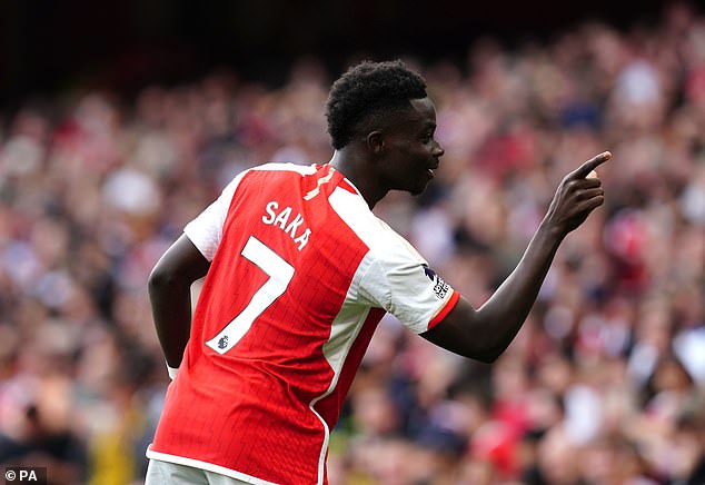 Saka is in excellent form to start the 2023-2024 season, scoring four goals and providing two assists in the Premier League so far this season