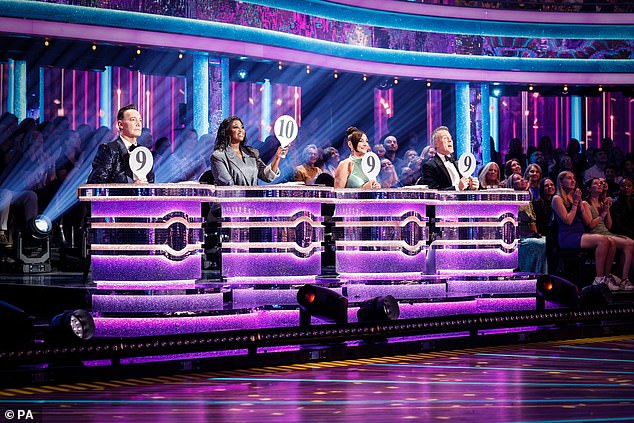 Rough?  Leighton admitted he thinks the judges are scoring him with his musical theater in mind (LR Craig Revel Horwood, Shirley Ballas, Motsy Mabuse and Anton Du Beke)