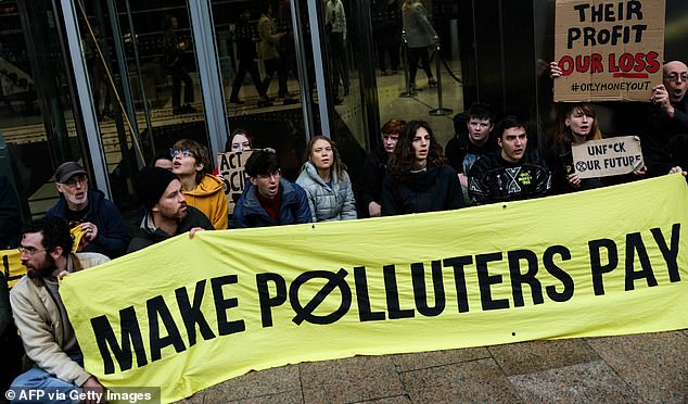 She stood outside the entrance to Canary Wharf with the group Fossil Free London on Thursday morning