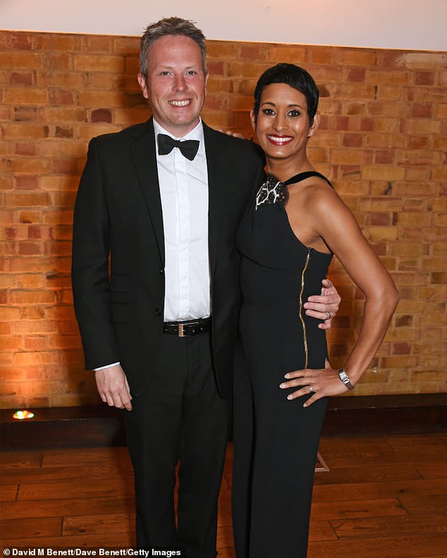 Naga Munchetty first revealed she was suffering from the condition in May, when she told her BBC Radio 5 Live show that her husband (pictured in April 2017) was forced to call an ambulance after a flare-up