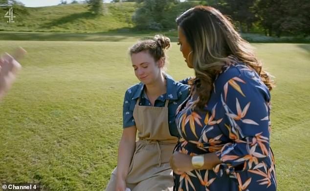 Struggle: A tearful contestant is comforted by new host Alison Hammond as the show's schedule is thrown into chaos