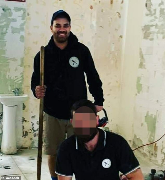 Mr. Kauter (right) is pictured during a plumbing job