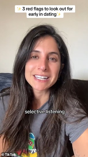 In a viral clip, which has been viewed more than 542,000 times to date, the expert noted that you should watch out for various manipulation tactics, such as love bombing and selective listening.