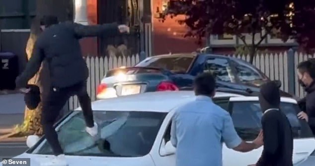 The buyer drove the seller around Richmond asking for his money back - when they stopped the seller smashed the car's windshield (above)