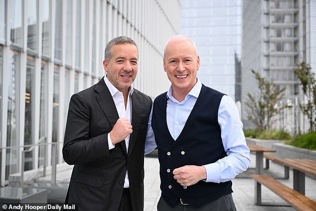 White, pictured with ex-Sky colleague Kaveh Solhekol (left), has written a book on the art of breaking transfer stories, called 'Deadline Day: The Inside Story of Football's Transfer Market'