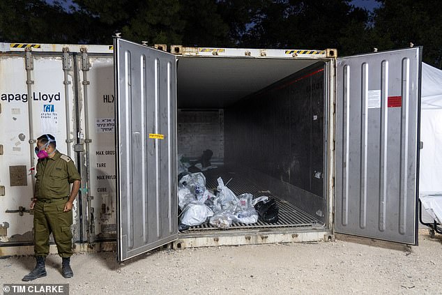 Nearly two weeks after the October 7 surprise attack, ambulances continue to arrive with body bags containing the remains of both civilians and soldiers.