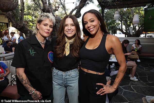 Harris (left) is said to already be in a relationship with actress Sophia Bush (middle - pictured together in July) after the divorce was announced last week