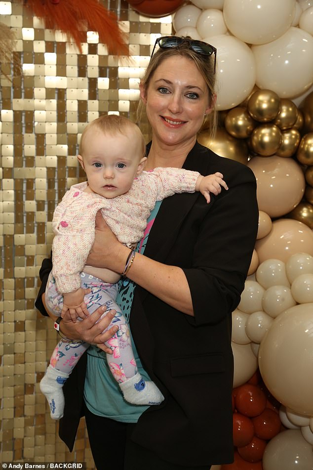 Adorable: Hollyoaks star Ali Bastian, 41, was also spotted at a baby shower after giving birth to her second child, Isabella, in February