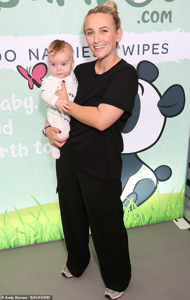 Adorable: Made in Chelsea star Tiffany Watson also made an appearance after welcoming her first child with husband Cameron McGeehan in June