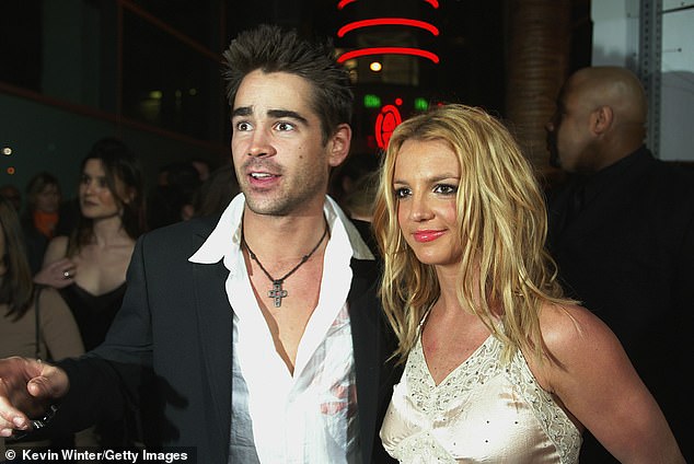 It hits shelves next Tuesday!  Britney Spears finally opens up about her two-week relationship with Colin Farrell (L, pictured in 2003) in her long-awaited memoir The Woman Inside Me