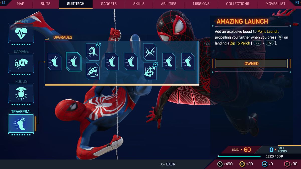 Miles and Peter adjoined and through the Suit Tech-Trasversal menu.  they fly