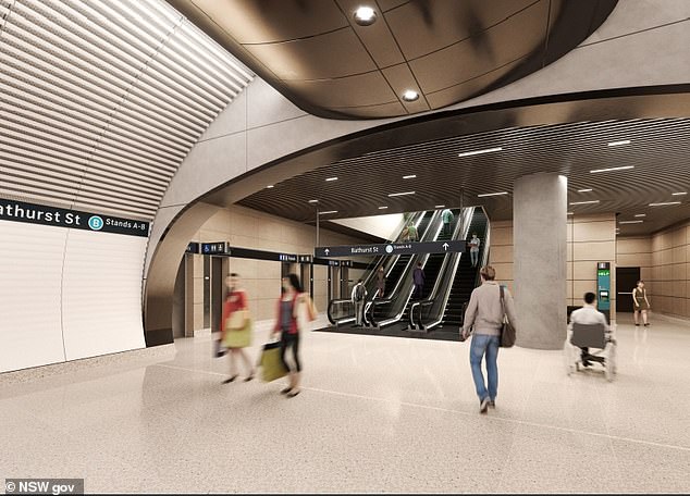 Gadigal station (pictured) will be part of several metro stations to be built in Sydney's CBD, including Crows Nest, Victoria Cross, Barangaroo and Martin Place