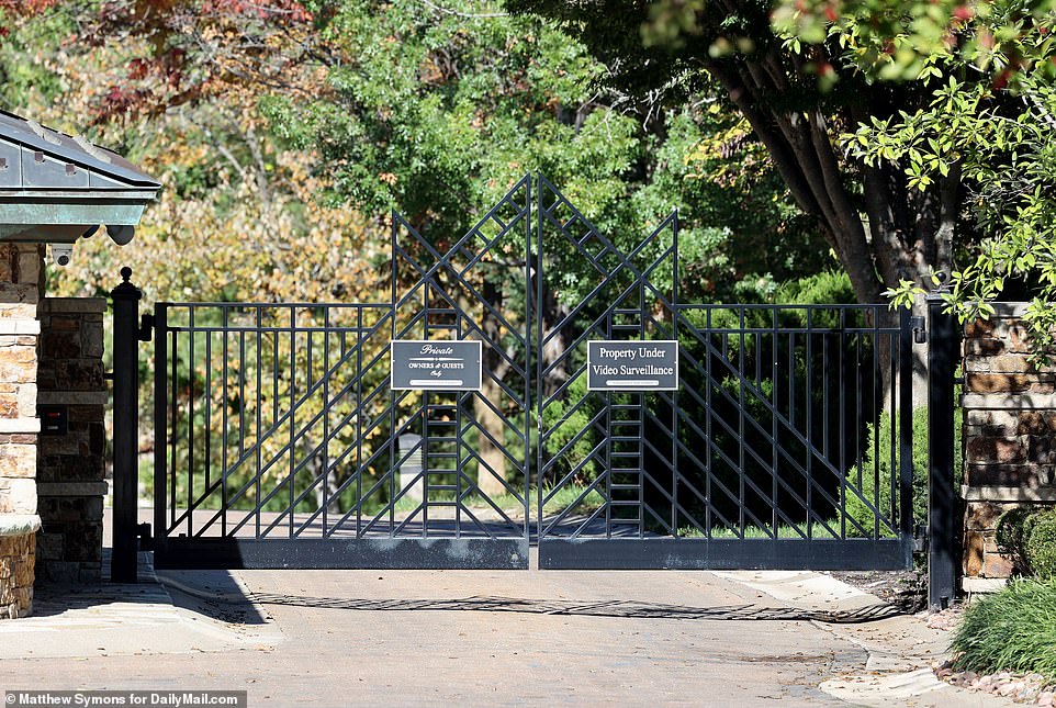 The house, which sits on three acres of land, is behind a heavily gated entrance