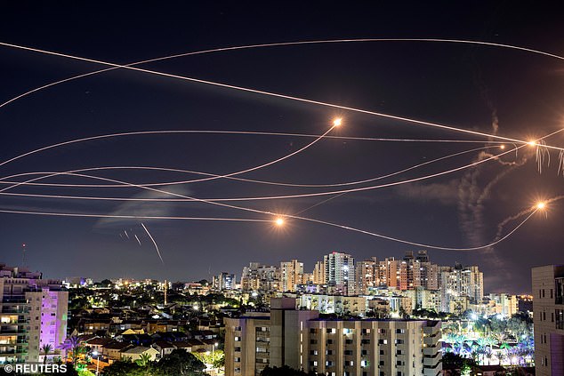 Israel's Iron Dome anti-missile system intercepts rockets launched from the Gaza Strip on Friday, amid the current crisis in the Middle East, after the terrorist group Hamas attacked Israeli civilians on October 7 in an attack that killed 1,300 people.