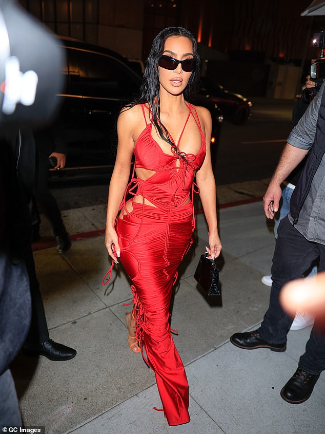 Birthday girl: Kim Kardashian turned heads as she arrived to celebrate her 43rd birthday