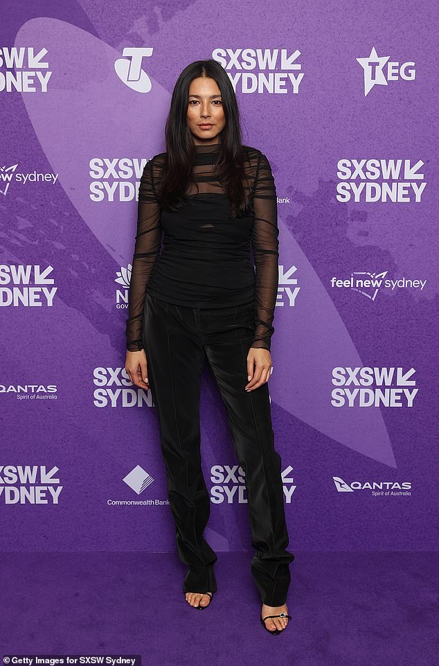Also on hand to celebrate the premiere was model Jessica Gomez (pictured) who opted for an all-black look with a sheer blouse