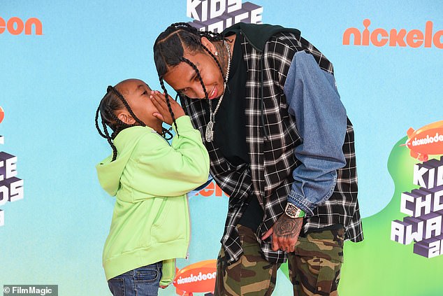 Father-son moment: Tyga and King pictured at the 2019 Kids' Choice Awards