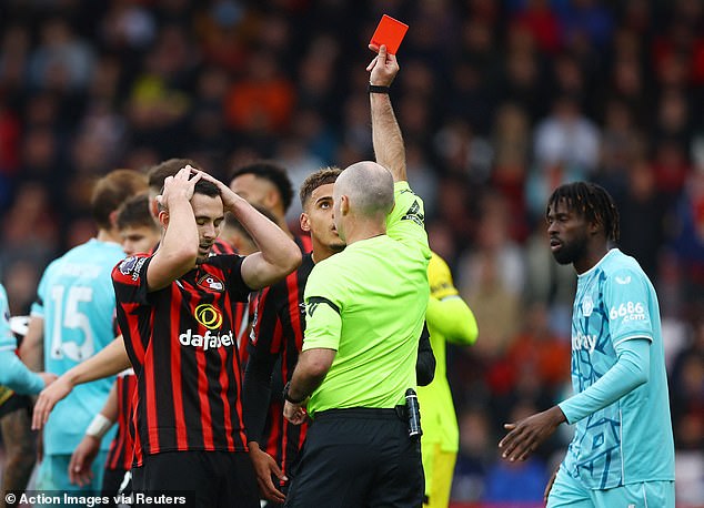 The Cherries midfielder received a straight red card and piled up the problems