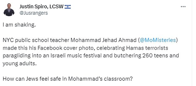 1697935689 430 NYC public school teacher who labelled Israel a terrorist state