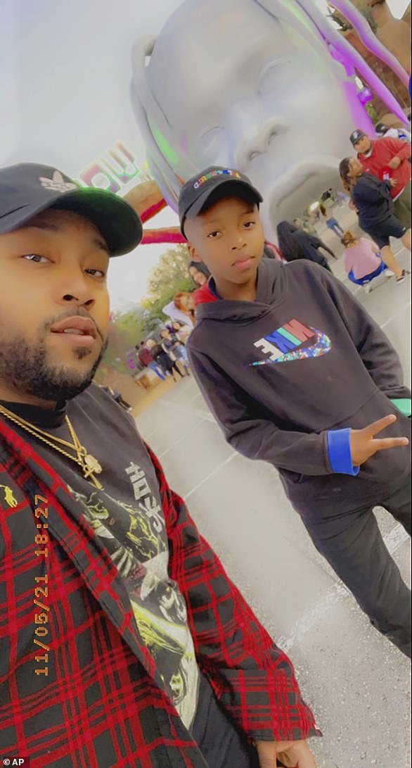 Ezra Blount (right) and his father, Treston Blount (left), are pictured in Astroworld