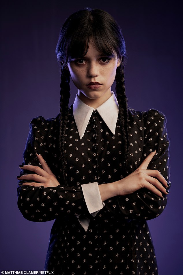 High profile members will also need to avoid the hugely popular Wednesday Addams costumes as they could be seen as promotion for the Netflix show.  The streamer is represented by the AMPTP.  (Pictured: Jenna Ortega as Wednesday Addams on Wednesday)