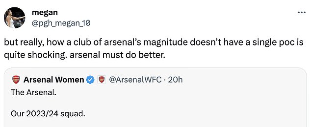 Arsenal quickly came under heavy criticism, but they have now broken their silence and said that redressing the lack of diversity is a 'priority' for them at every level of the club's teams.