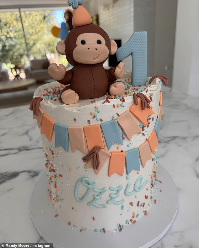 Nice: Ozzie's cake had a big '1' on the top next to a brown monkey made of fondant