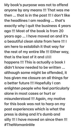 No offense: After receiving backlash about some of the book's revelations, Britney released a statement on Instagram, writing, 