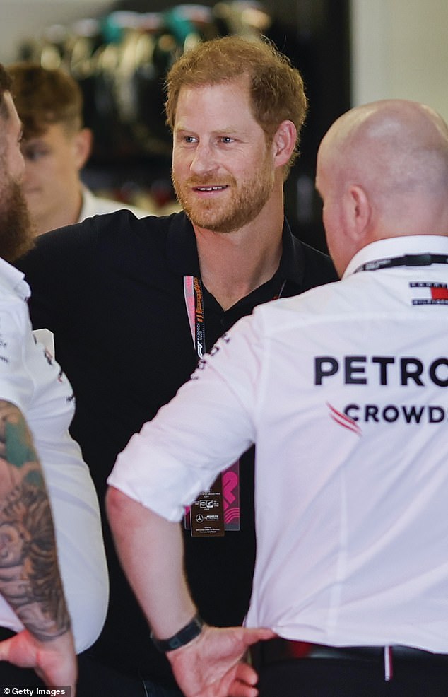 Prince Harry looked animated as he visited the Circuit of the Americas in Austin, Texas this afternoon