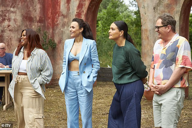 Competition: The ITV show sees 14 hopefuls compete to impress the judges in a bid to be cast as Sophie and Sky in a new West End adaptation of the Mamma Mia film (L-R: Amber, Samantha, Jessie and Alan)