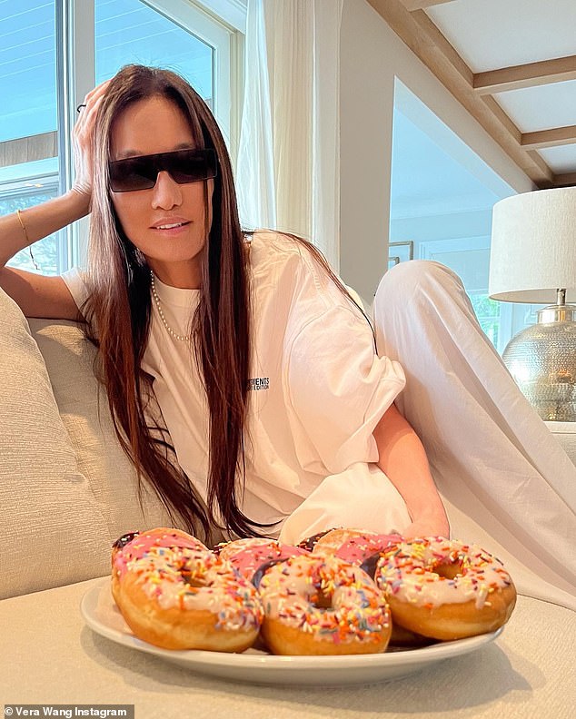 Snack Queen: The 74-year-old fashionista revealed she doesn't deprive herself when it comes to fast food, enjoying McDonald's and Dunkin' Donuts;  seen on her Instagram in June