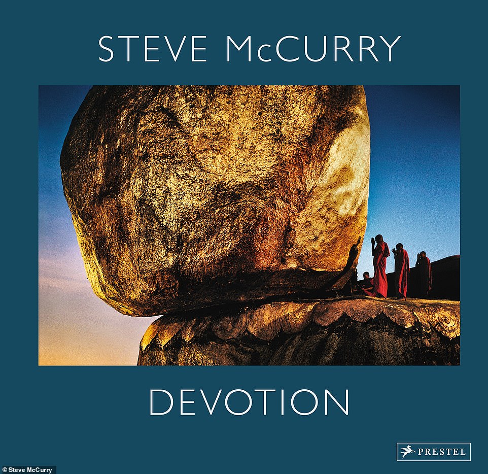 Devotion, by Magnum Photos and National Geographic photographer Steve McCurry, is published by Prestel and will be available when published on November 1 for £50, €65.51 or $65. The breathtaking 1994 photo on the cover shows monks carrying a make a pilgrimage to the Kyaiktiyo Pagoda, a gold-leaf-covered boulder topped by a pagoda.  McCurry spent days at the location determining the best vantage point and time for the photo, finally taking this photo shortly after sunset